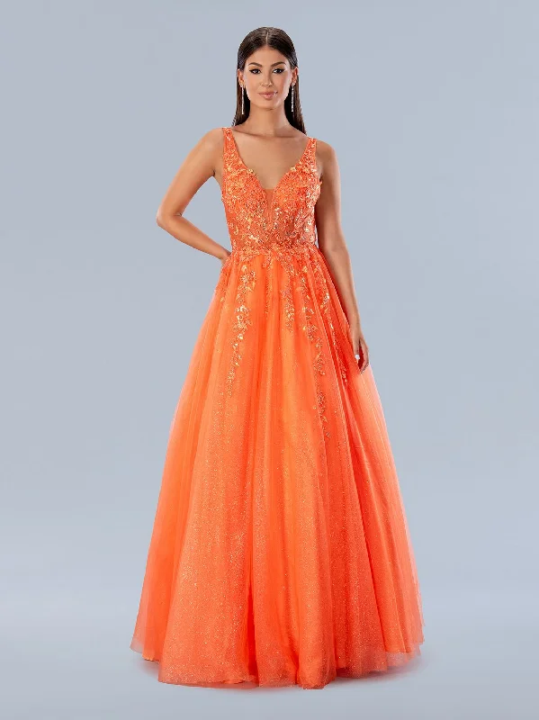 Stella Couture 24203 Glitter Formal Long Applique Prom Dress