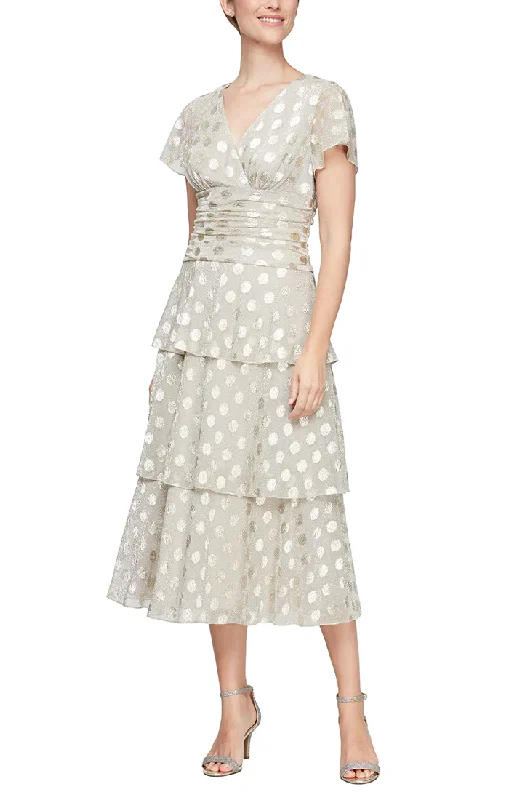 SL Fashions 9155138 Polka Dot Long Formal Dress