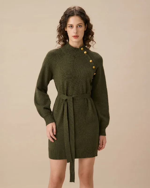 Green Lantern Sleeve Sweater Mini Dress | Green