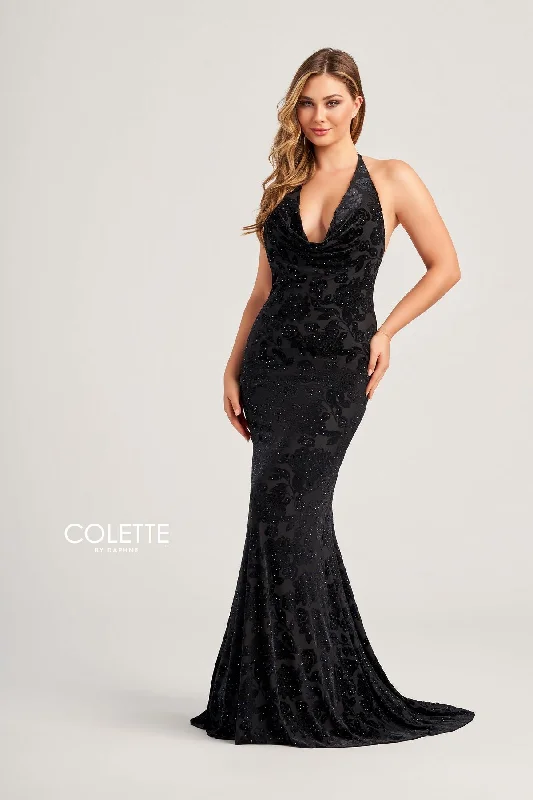 Colette CL5118 Fitted Prom Long Halter Formal Dress