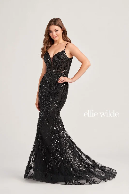 Ellie Wilde EW35039 Fitted Formal Glitter Prom Long Gown