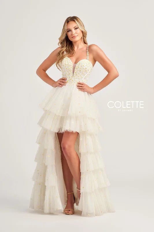 Colette CL5237 High Low Formal Glitter Prom Dress