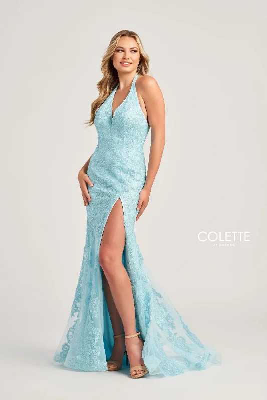 Colette CL5275 Mermaid Long Prom Halter Formal Dress