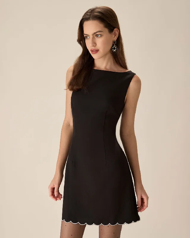 Black Contrasting Sleeveless Mini Dress | Black