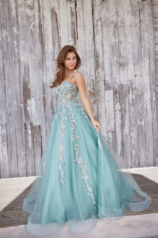 Colette CL5165 Glitter Prom Long Applique Formal Dress