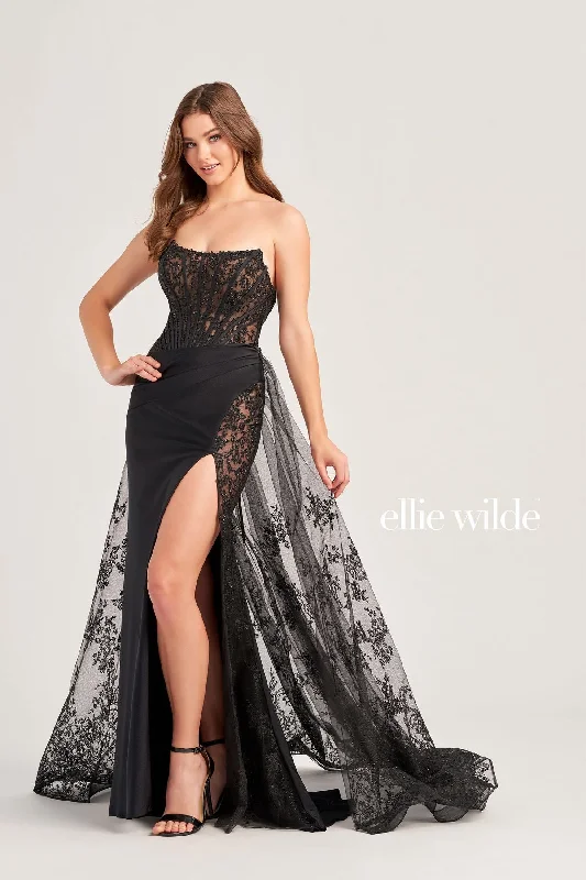 Ellie Wilde EW35032 Long Formal Glitter Overskirt Prom Dress