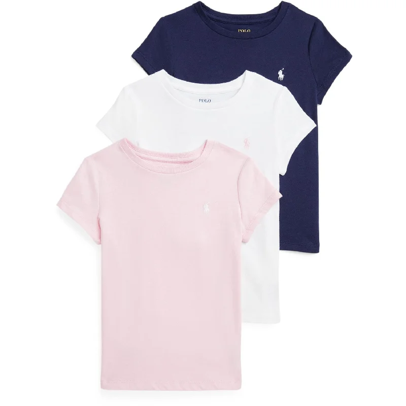 Polo Ralph Lauren White / Hintofpink /Newport Navy Girl Gift Box Set 3-Pack T-Shirts