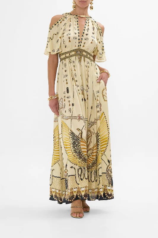 NECK PIECE SHIRRED WAIST LONG DRESS GATEWAY TO THE AFTERLIFE