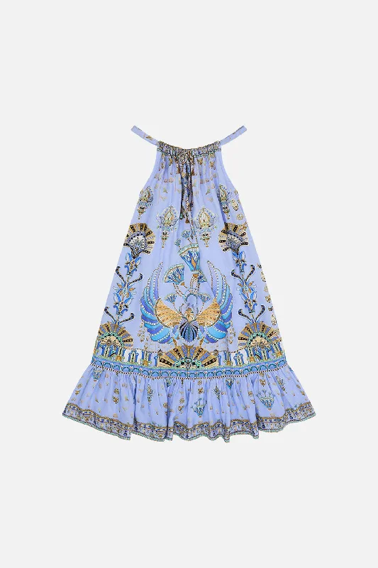 KIDS FRILL HEM DRESS 4-10 UNDER SCARAB SKIES