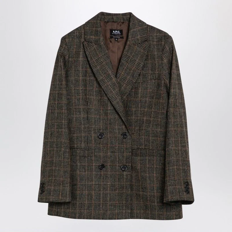 A.P.C. Elegant Brown Prince of Wales Wool Jacket