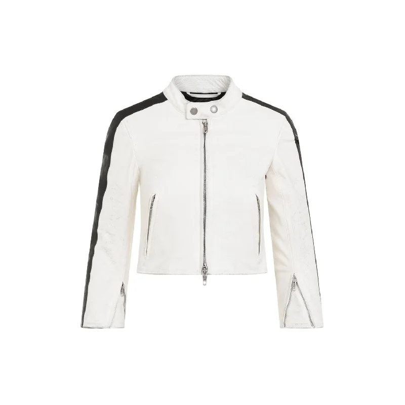 BALENCIAGA Luxe White Racer Jacket