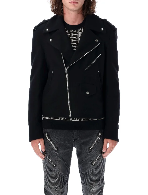 BALMAIN Modern Biker Wool Jacket