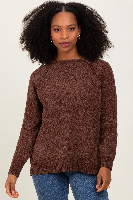 Brown Raglan Knit Sweater