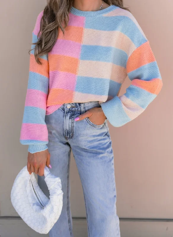 Joyful Striped Color Block Spring Sweater | S-XL