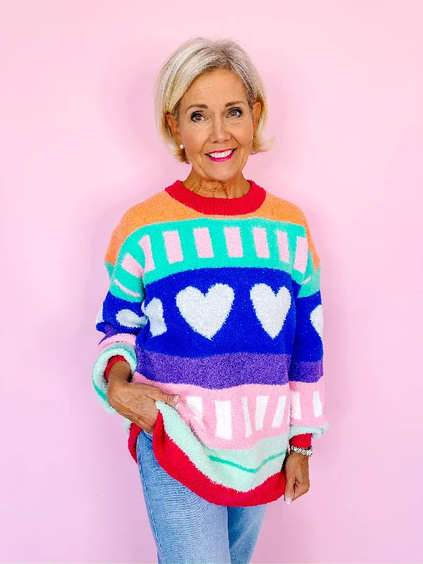 KIND HEART COLORBLOCK STRIPE SWEATER