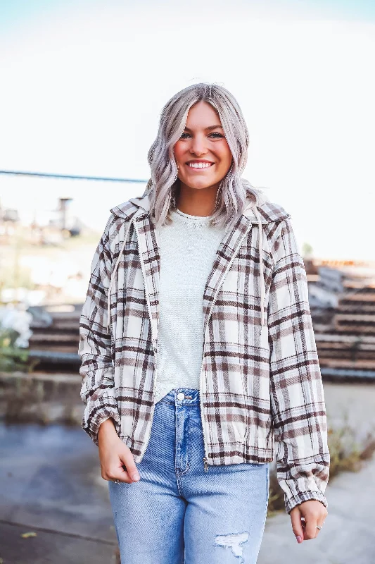 Logan Plaid Jacket-Sepia