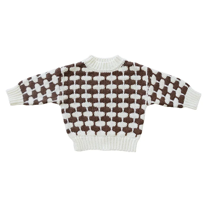 Knit Sweater - Brown + Cream