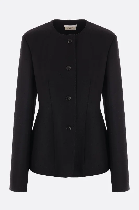 single-breasted wool and cashmere jacket