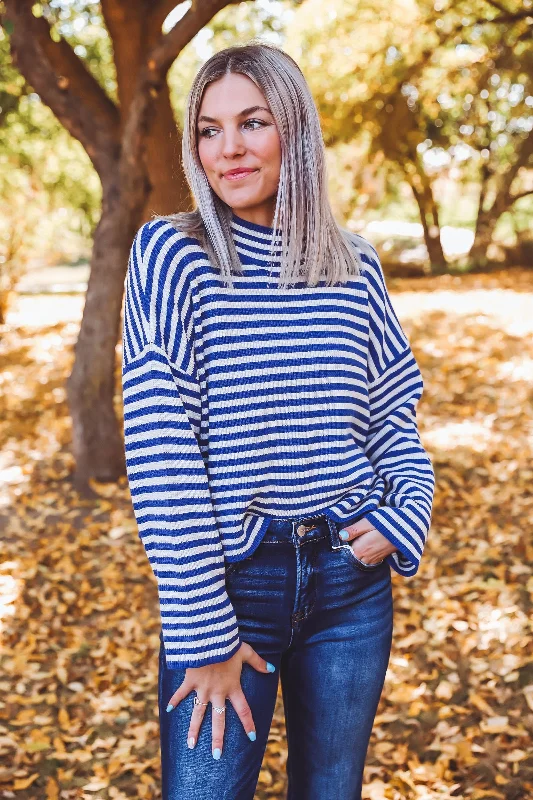 Remi Striped Sweater-Blue