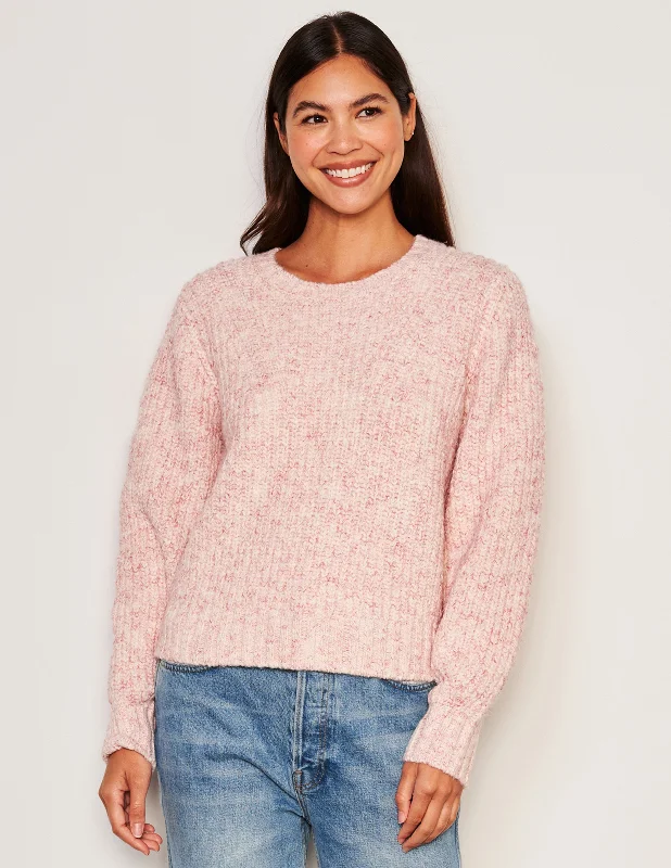 Sundry Rib Transfer Crew Neck Sweater in Guava