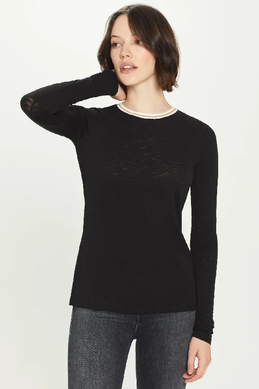 Long Sleeve Metallic Tipped Ringer Tee