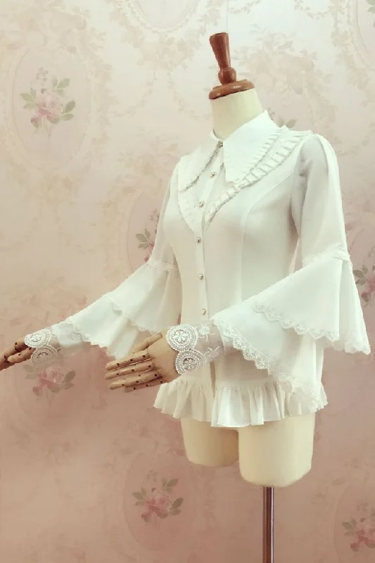 Yilia~Elegant Lolita Long Sleeve Slim Fit Blouse