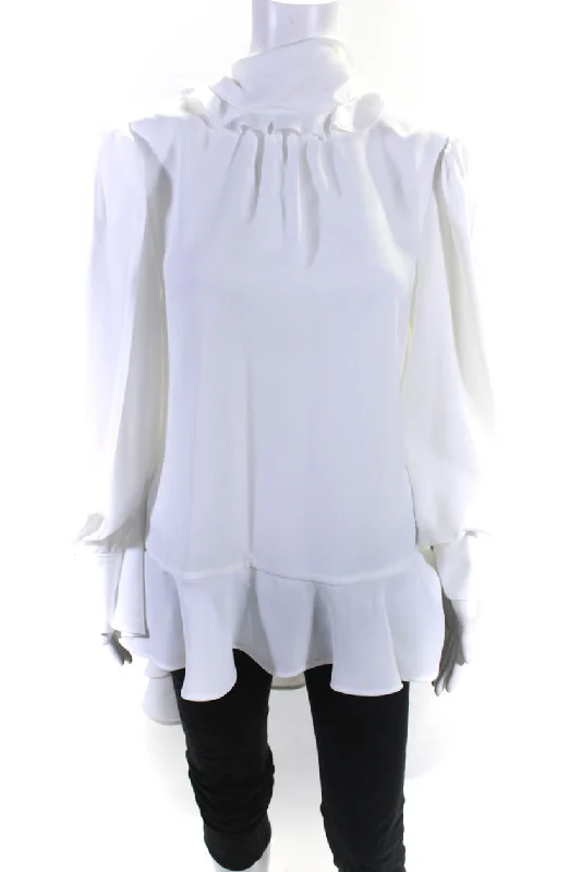 Adeam Womens Long Sleeve Scarf Top White