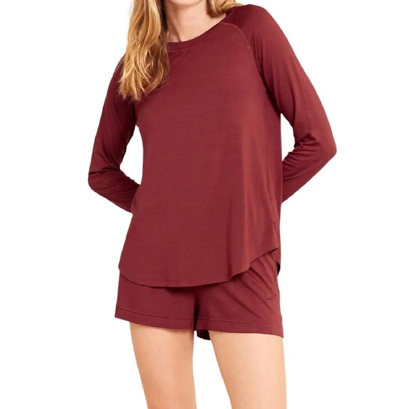 Bamboo Goodnight Raglan Long Sleeve In Ruby