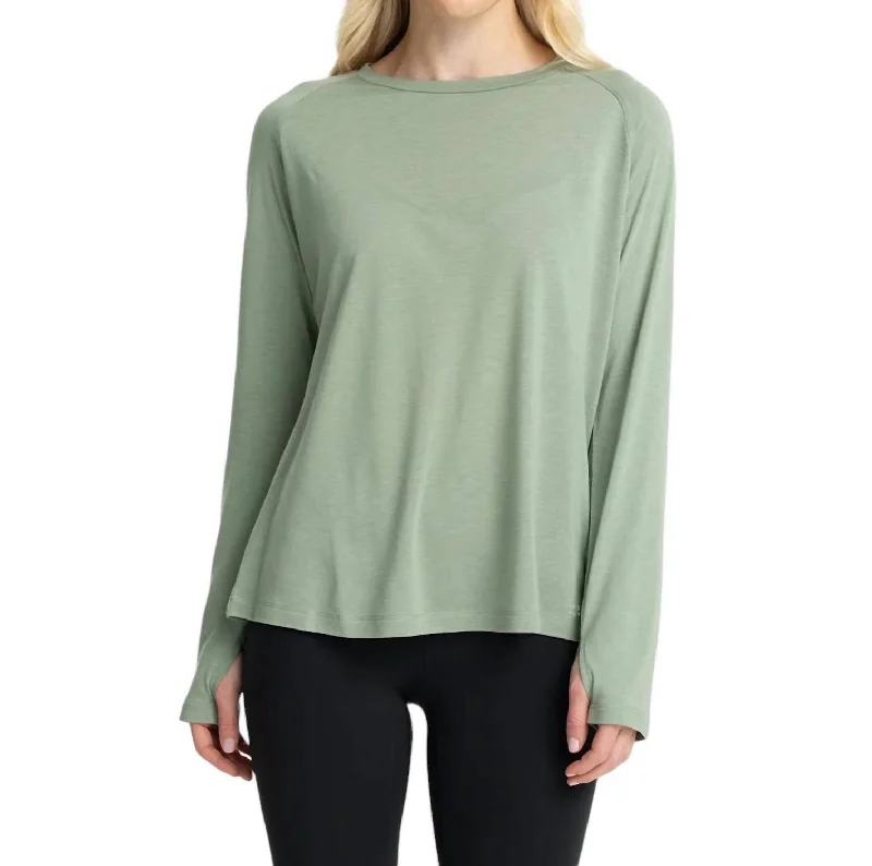 Bamboo Lightweight Long Sleeve In Palm Green