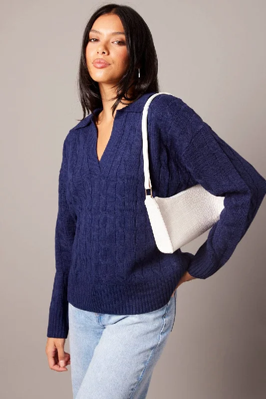 Blue Cable Knit Long Sleeve