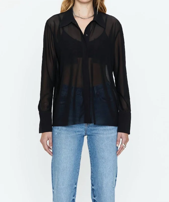 Celine Long Sleeved Button Down Top In Black