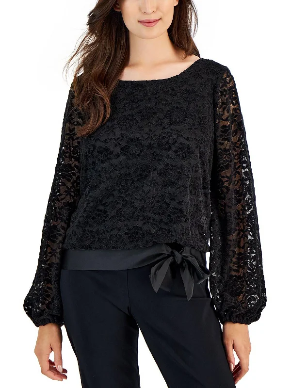 Chenille Womens Lace Long Sleeve Blouse