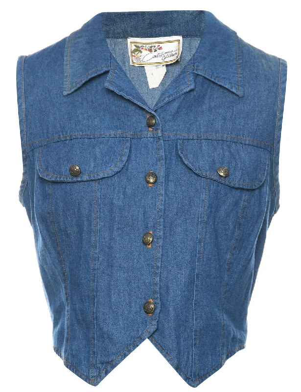 Cropped Denim Jacket Vest - M