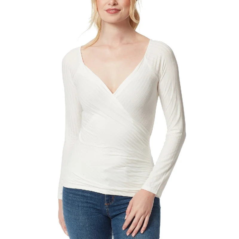 Jessica Simpson Women's Kiki Surplice Long Sleeve Wrap Top White Size X-Small