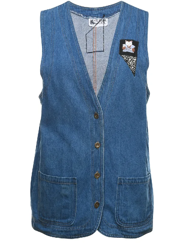 Medium Wash Denim Jacket Vest - L