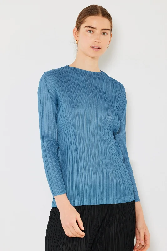 Pleated Long Sleeve Boatneck Top