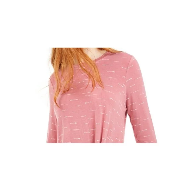 Self Esteem Women's Coral Striped Long Sleeve Crew Neck Wrap Top Pink Size X-Large