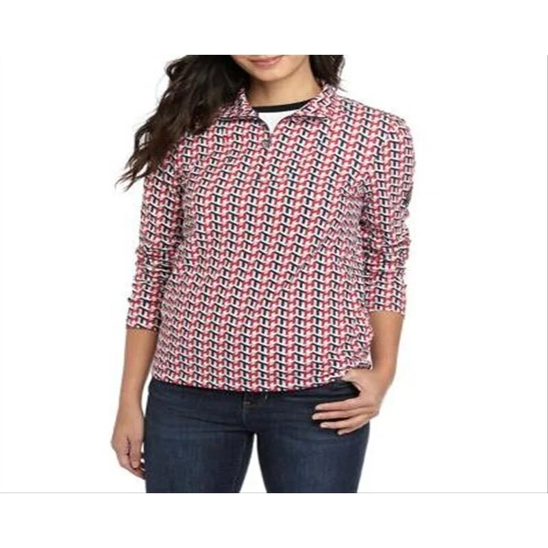 Tommy Hilfiger Women's Long Sleeve Cube Top Red Size Large