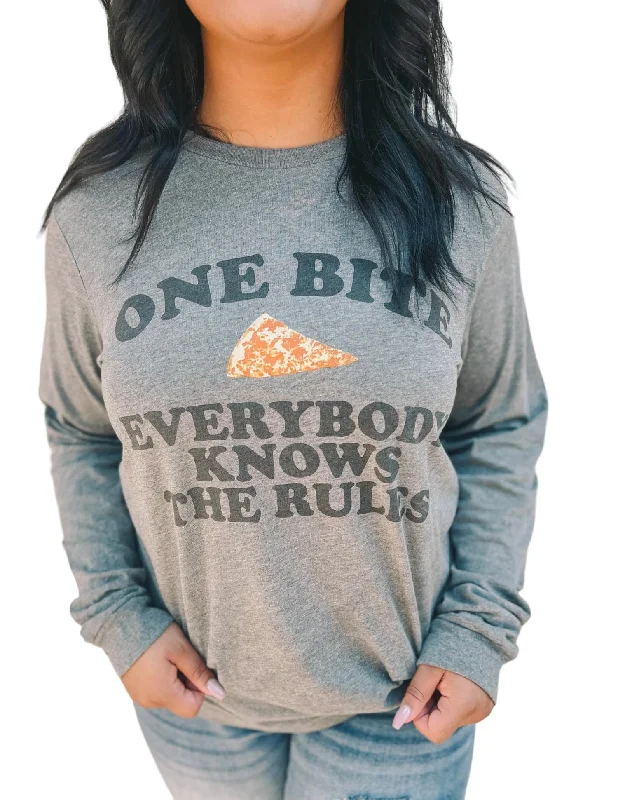 Unisex One Bite Long Sleeve Tee In Grey