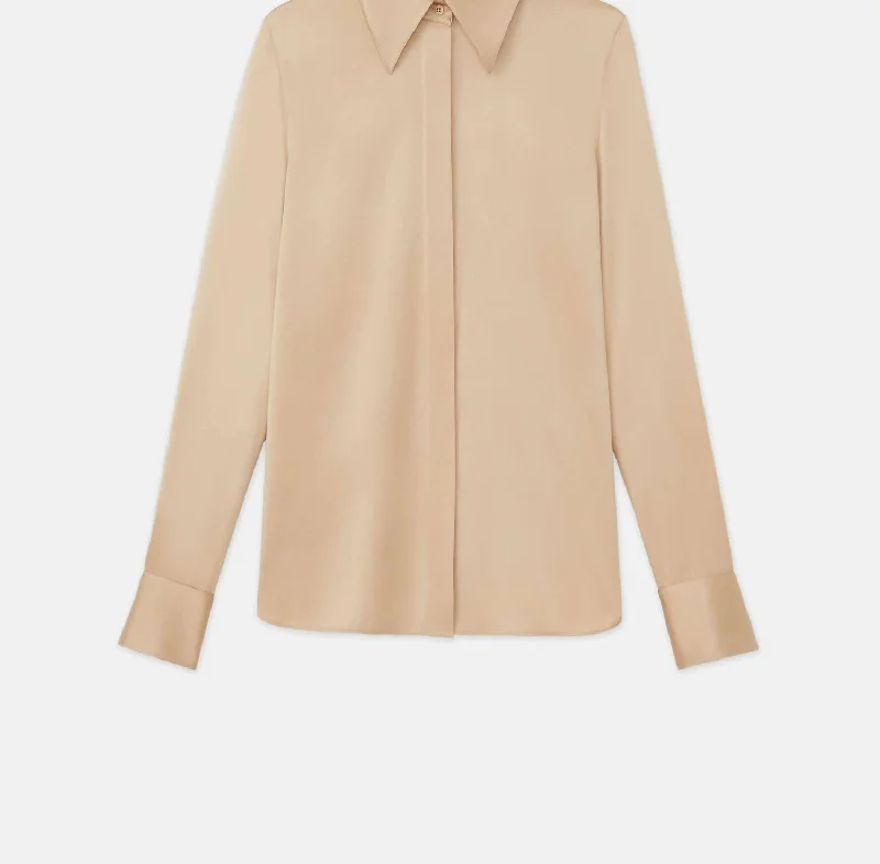 Women's Long Sleeve Button Up Blouse In Dune