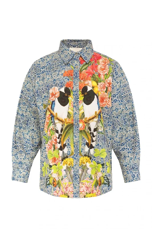 Boyfriend Shirt In Selva Birds