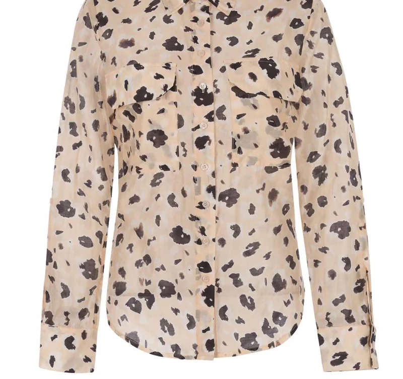 Button Down Shirt In Ecru Leopard Print