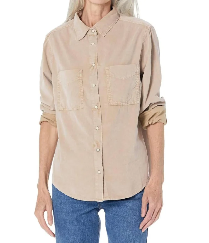 Cord Tucker Shirt In Laguna Wood