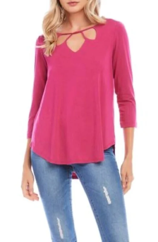 Cut-Out Shirttail Tee In Raspberry