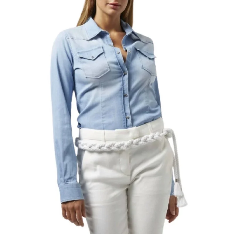 Denim Western Shirt In Light Blue