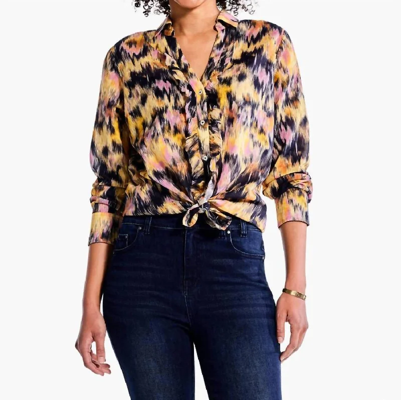 Dreamy Refined Ruffle Shirt In Yellow Multi