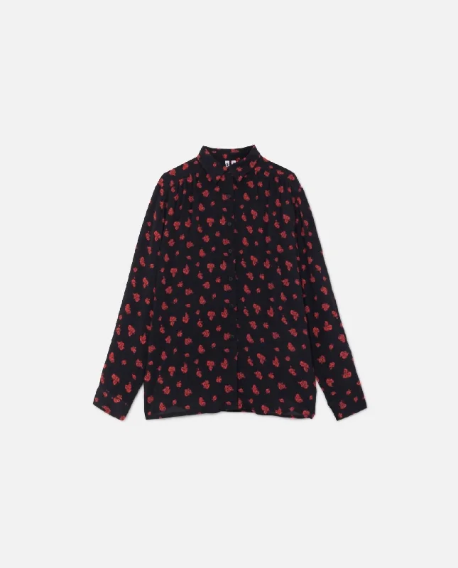 Fluid Shirt In Red Flower Print