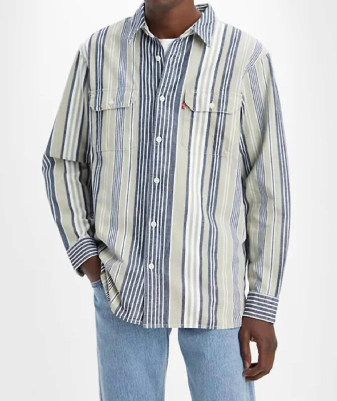 Jackson Worker Overshirt In Medium Blue