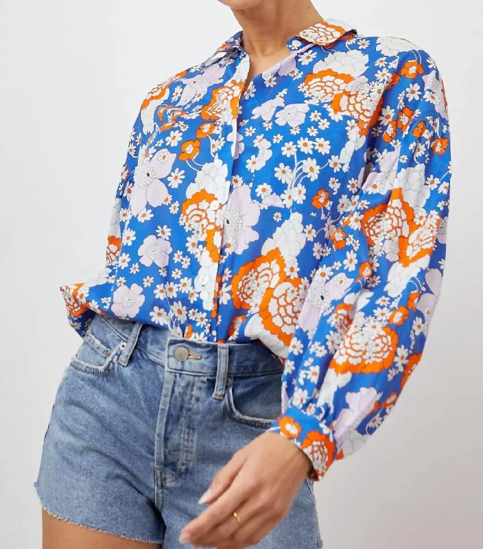 Janae Shirt In Cobalt Floral