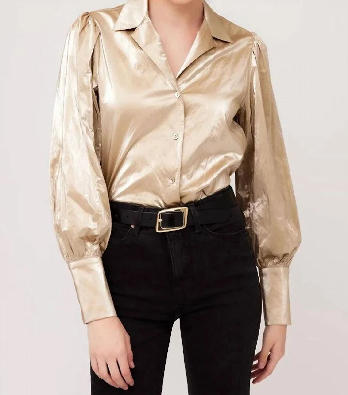 Kira Button Up Shirt In Gold Dust